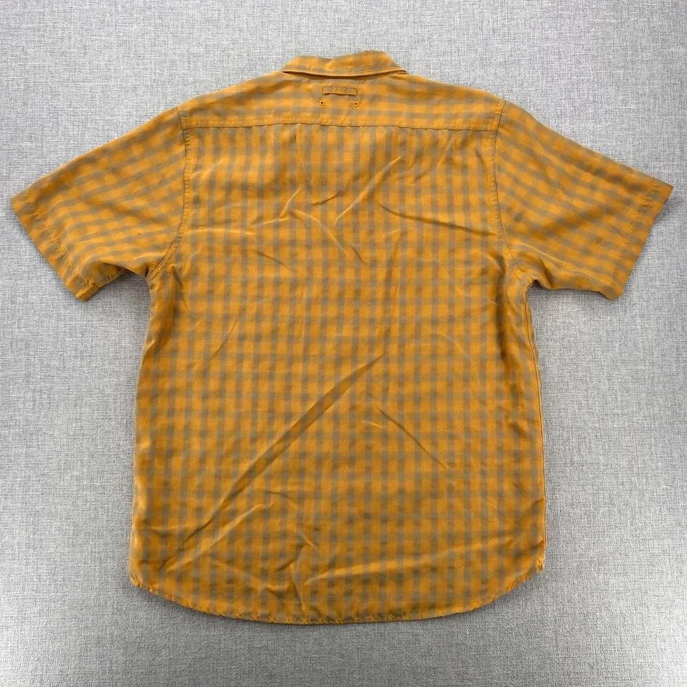 The North Face Gingham Button‎ Up Camp Shirt Men M Yellow Gray Outdoor Hiking